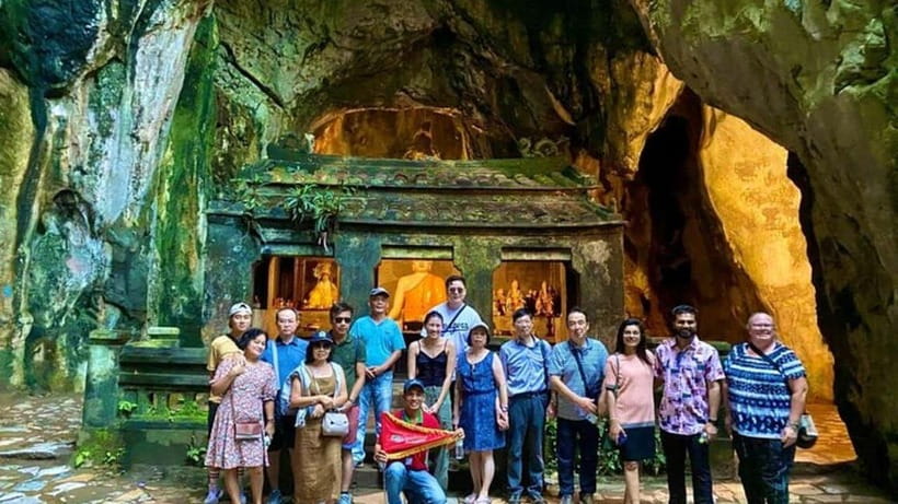 DaNang/HA: Lady Buddha, Marble Mountain & Am Phu Caves Tour - Linh Ung Pagoda on Son Tra and the Lady Buddha glow on Monkey Mountain