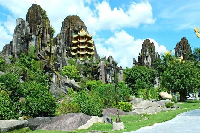 Morning Small group to Marble Mountains - Am Phu Cave - Monkey Mountain - Lady Buddha at Linh Ung on Monkey Mountain: the view stop